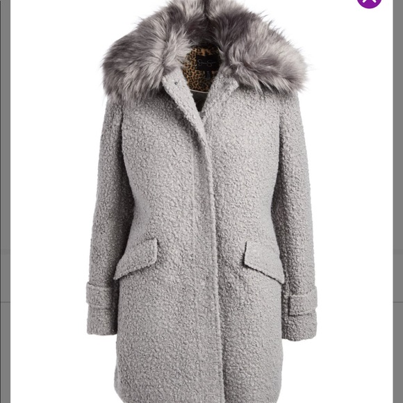 Jessica Simpson faux fur peacock - ice gray- NEW - Picture 4 of 5